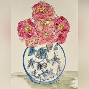 Watercolor floral
Flower wall
Art decor hand painted original